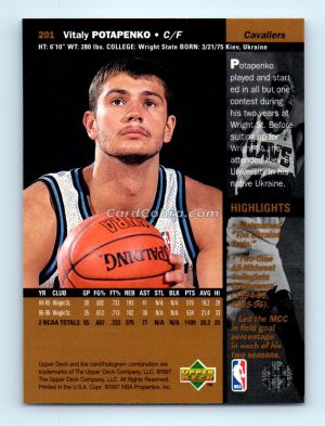 1996 Upper Deck #201 Vitaly Potapenko Cleveland Cavaliers Rookie Card