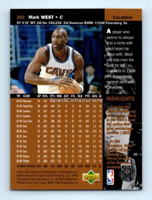 1996 Upper Deck #202 Mark West Cleveland Cavaliers