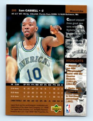 1996 Upper Deck #205 Sam Cassell Dallas Mavericks