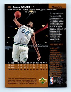 1996 Upper Deck #207 Samaki Walker Dallas Mavericks Rookie Card