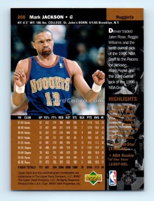 1996 Upper Deck #208 Mark Jackson Denver Nuggets