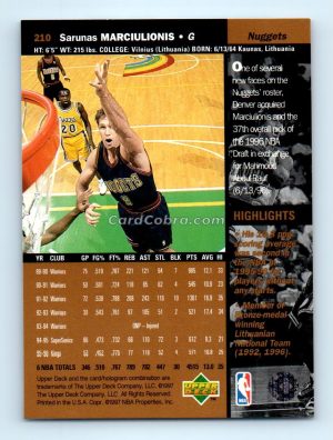 1996 Upper Deck #210 Sarunas Marciulionis Denver Nuggets