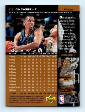 1996 Upper Deck #216 Otis Thorpe Detroit Pistons