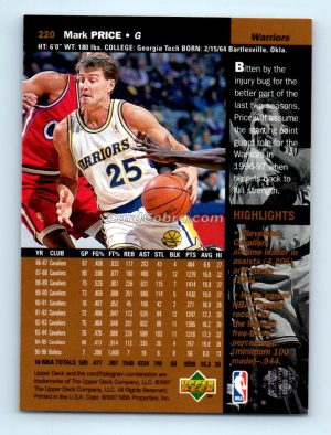 1996 Upper Deck #220 Mark Price Golden State Warriors