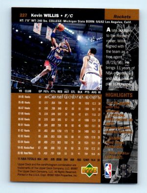 1996 Upper Deck #227 Kevin Willis Houston Rockets