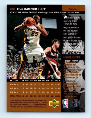 1996 Upper Deck #228 Erick Dampier Indiana Pacers Rookie Card