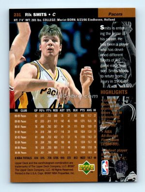 1996 Upper Deck #231 Rik Smits Indiana Pacers