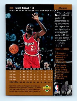 1996 Upper Deck #235 Malik Sealy Los Angeles Clippers