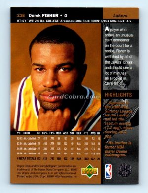 1996 Upper Deck #238 Derek Fisher Los Angeles Lakers