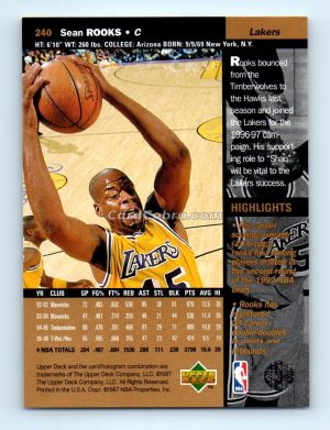 1996 Upper Deck #240 Sean Rooks Los Angeles Lakers