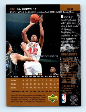 1996 Upper Deck #242 P.J. Brown Miami Heat