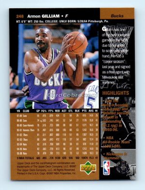 1996 Upper Deck #248 Armon Gilliam Milwaukee Bucks