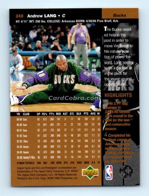 1996 Upper Deck #249 Andrew Lang Milwaukee Bucks