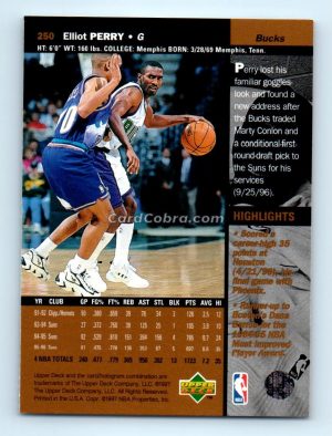 1996 Upper Deck #250 Elliot Perry Milwaukee Bucks