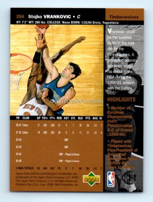 1996 Upper Deck #254 Stojko Vrankovic Minnesota Timberwolves