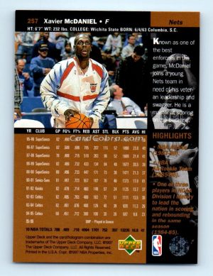 1996 Upper Deck #257 Xavier McDaniel New Jersey Nets