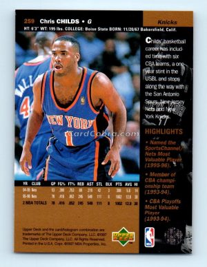 1996 Upper Deck #259 Chris Childs New York Knicks