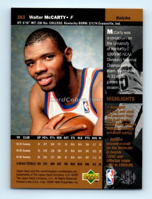 1996 Upper Deck #263 Walter McCarty New York Knicks Rookie Card