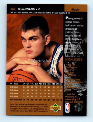 1996 Upper Deck #267 Brian Evans Orlando Magic Rookie Card