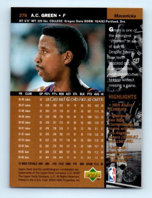 1996 Upper Deck #278 A.C. Green Dallas Mavericks