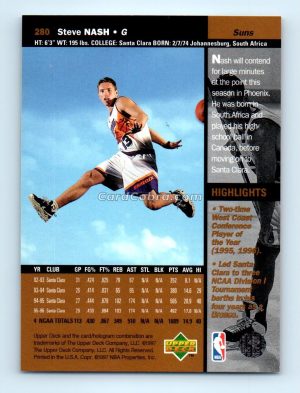 1996 Upper Deck #280 Steve Nash Phoenix Suns Rookie Card