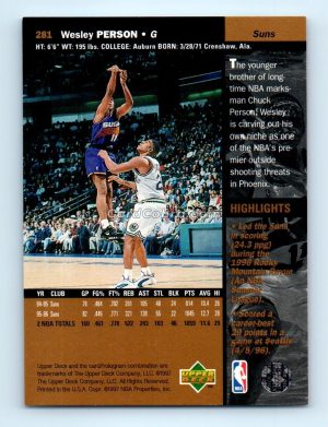 1996 Upper Deck #281 Wesley Person Phoenix Suns