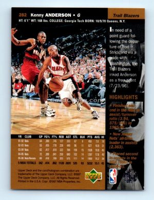 1996 Upper Deck #282 Kenny Anderson Portland Trail Blazers