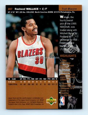 1996 Upper Deck #287 Rasheed Wallace Portland Trail Blazers