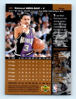 1996 Upper Deck #288 Mahmoud Abdul-Rauf Sacramento Kings