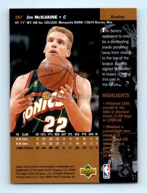 1996 Upper Deck #297 Jim McIlvaine Seattle SuperSonics