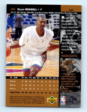 1996 Upper Deck #306 Bryon Russell Utah Jazz