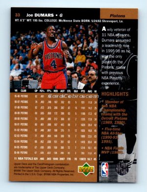 1996 Upper Deck #33 Joe Dumars Detroit Pistons