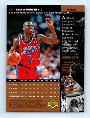 1996 Upper Deck #35 Lindsey Hunter Detroit Pistons