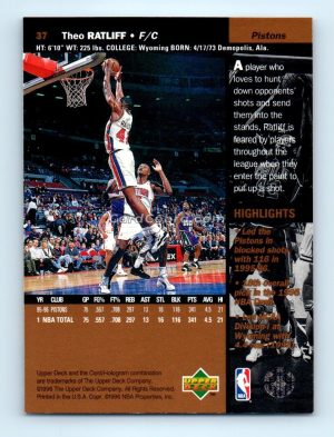 1996 Upper Deck #37 Theo Ratliff Detroit Pistons