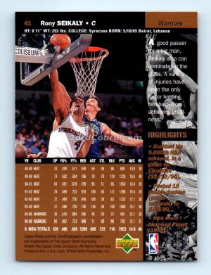 1996 Upper Deck #41 Rony Seikaly Golden State Warriors