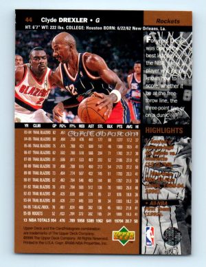 1996 Upper Deck #44 Clyde Drexler Houston Rockets