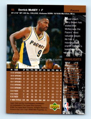 1996 Upper Deck #51 Derrick McKey Indiana Pacers