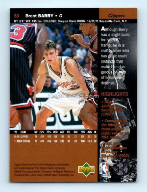 1996 Upper Deck #53 Brent Barry Los Angeles Clippers