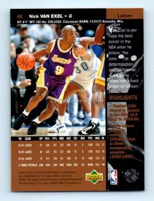 1996 Upper Deck #62 Nick Van Exel Los Angeles Lakers