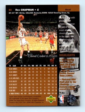 1996 Upper Deck #64 Rex Chapman Miami Heat