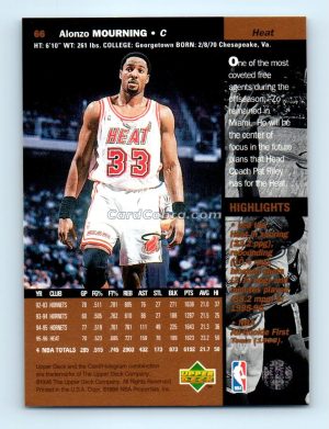 1996 Upper Deck #66 Alonzo Mourning Miami Heat