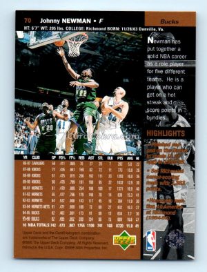 1996 Upper Deck #70 Johnny Newman Milwaukee Bucks