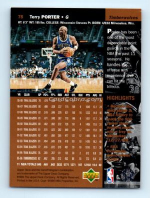 1996 Upper Deck #75 Terry Porter Minnesota Timberwolves