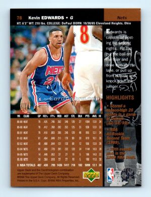 1996 Upper Deck #78 Kevin Edwards New Jersey Nets