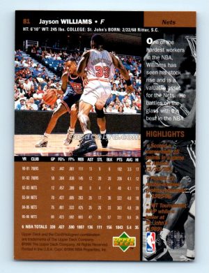 1996 Upper Deck #81 Jayson Williams New Jersey Nets