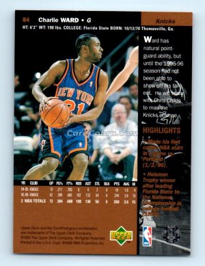 1996 Upper Deck #84 Charlie Ward New York Knicks