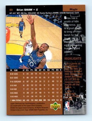 1996 Upper Deck #89 Brian Shaw Orlando Magic