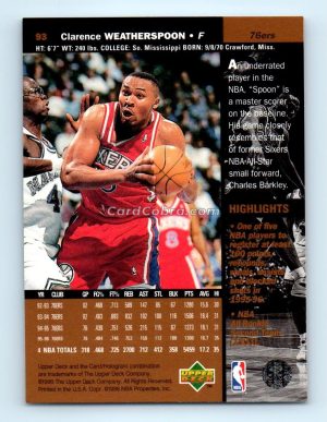 1996 Upper Deck #93 Clarence Weatherspoon Philadelphia 76ers