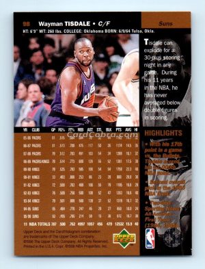 1996 Upper Deck #98 Wayman Tisdale Phoenix Suns