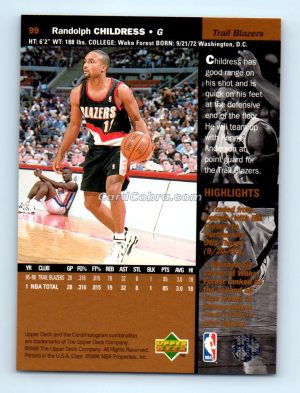 1996 Upper Deck #99 Randolph Childress Portland Trail Blazers